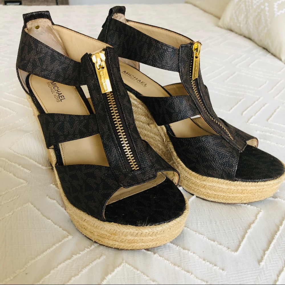 Michael Kors original brown black wedge sandal